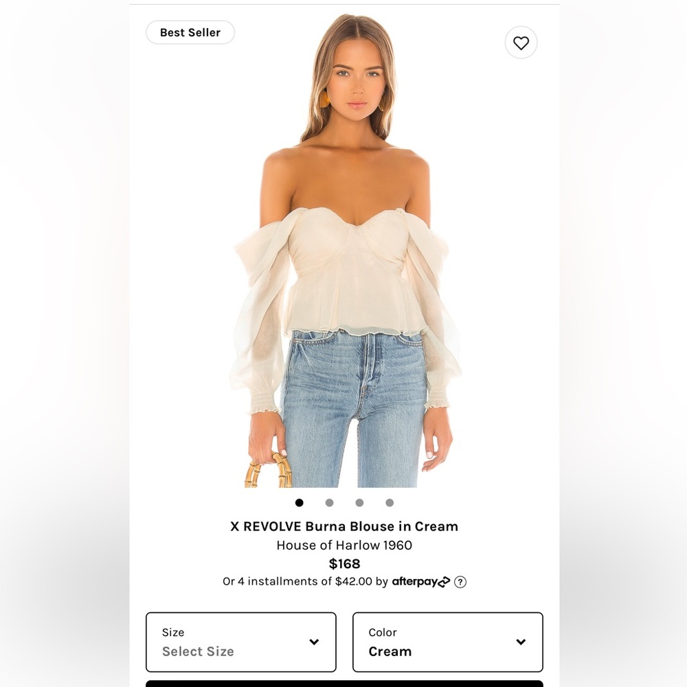 House of Harlow 1960 Cream Off-Shoulder Blouse